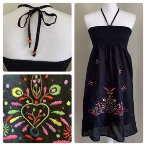 Y2K ROXY Embroidered Floral Halter Dress